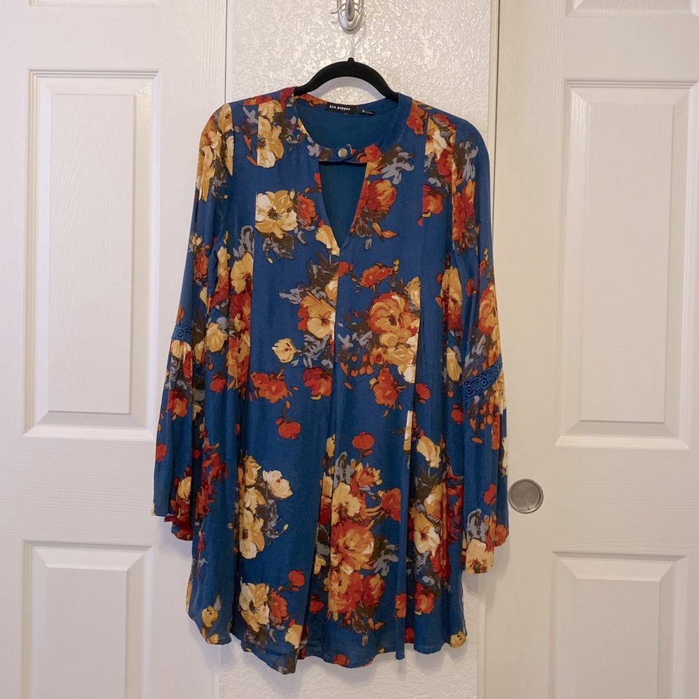 Blue Floral Mini Dress